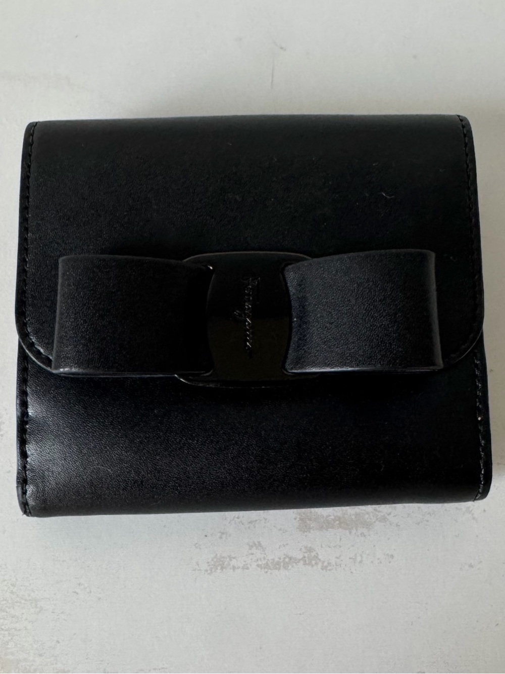 Salvatore Ferragamo Black Bow Leather Wallet